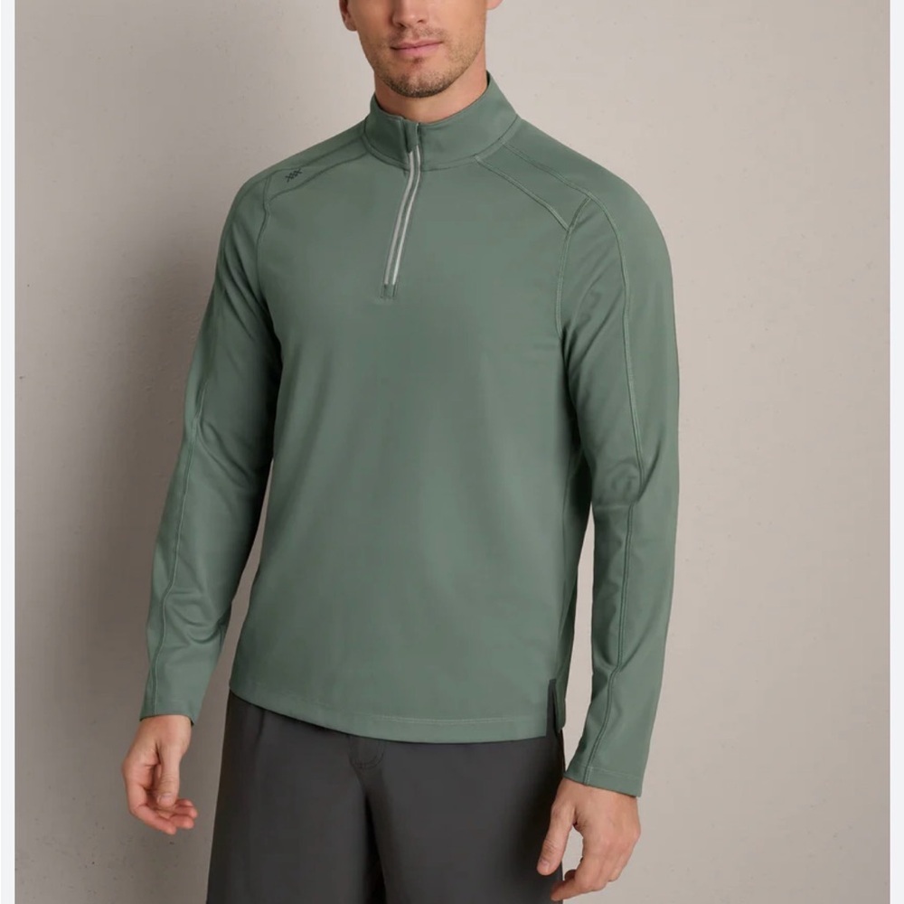 Rhone Men's Quarter Zip Sweater in Green Size XXL Casual Athleisure Travel